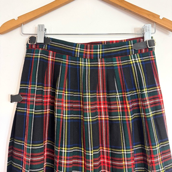 Brooks Brothers Vintage Black Stewart Wool Tartan Plaid Midi Kilt Skirt Academia - Picture 6 of 11